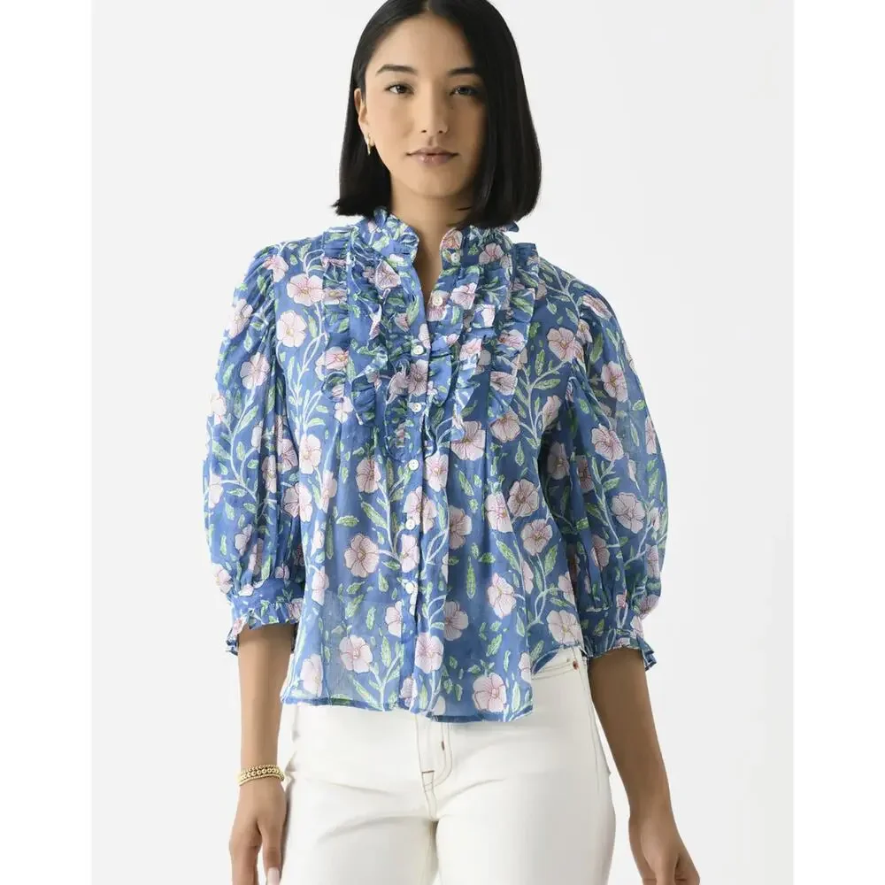 Oliphant Ruffle Front Button Blouse - Picture 1 of 6
